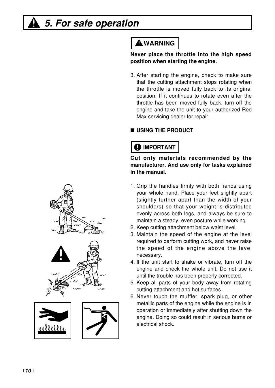 For safe operation | RedMax BC250 User Manual | Page 10 / 32