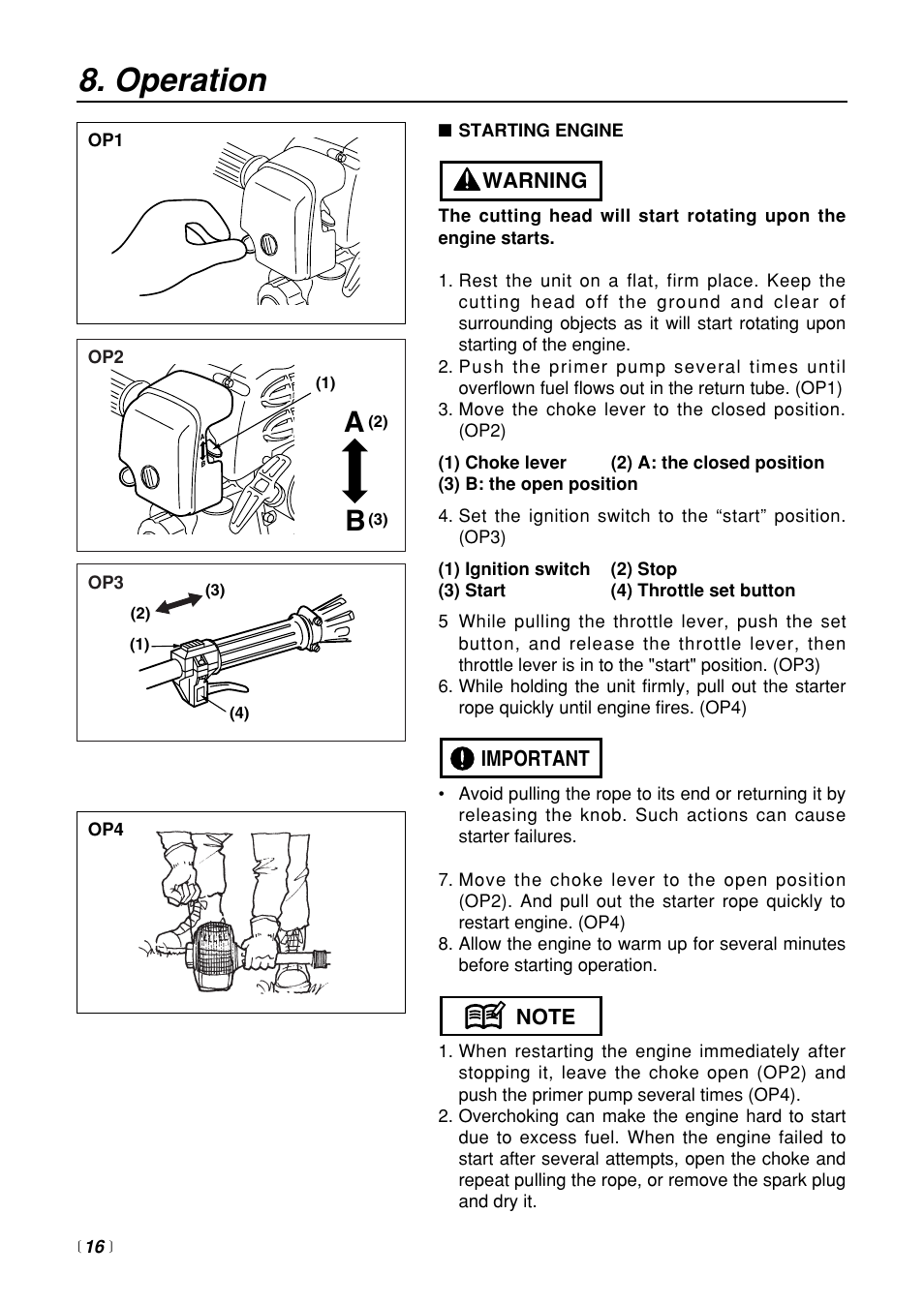 Operation | RedMax BC250 User Manual | Page 16 / 32