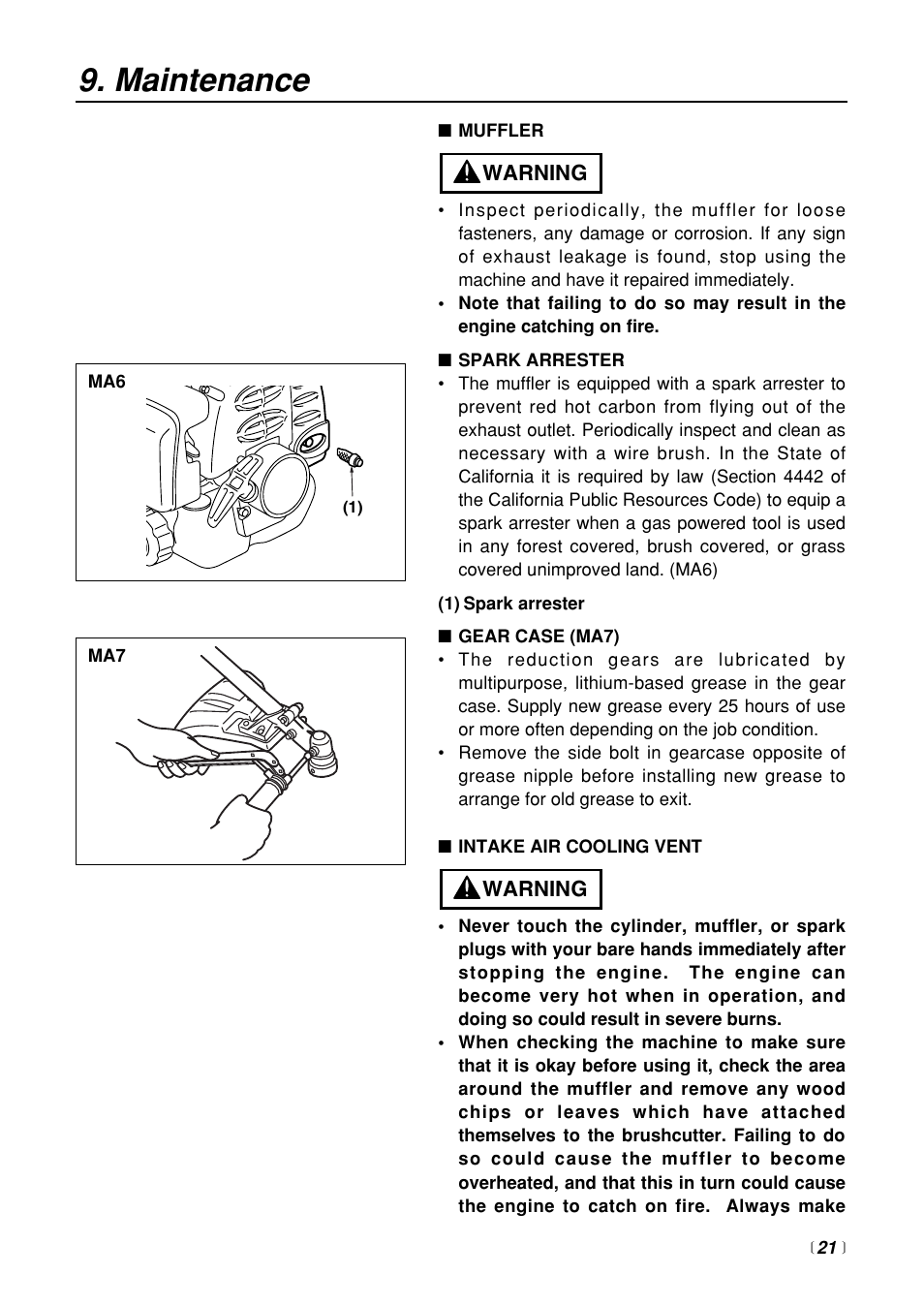 Maintenance | RedMax BC250 User Manual | Page 21 / 32