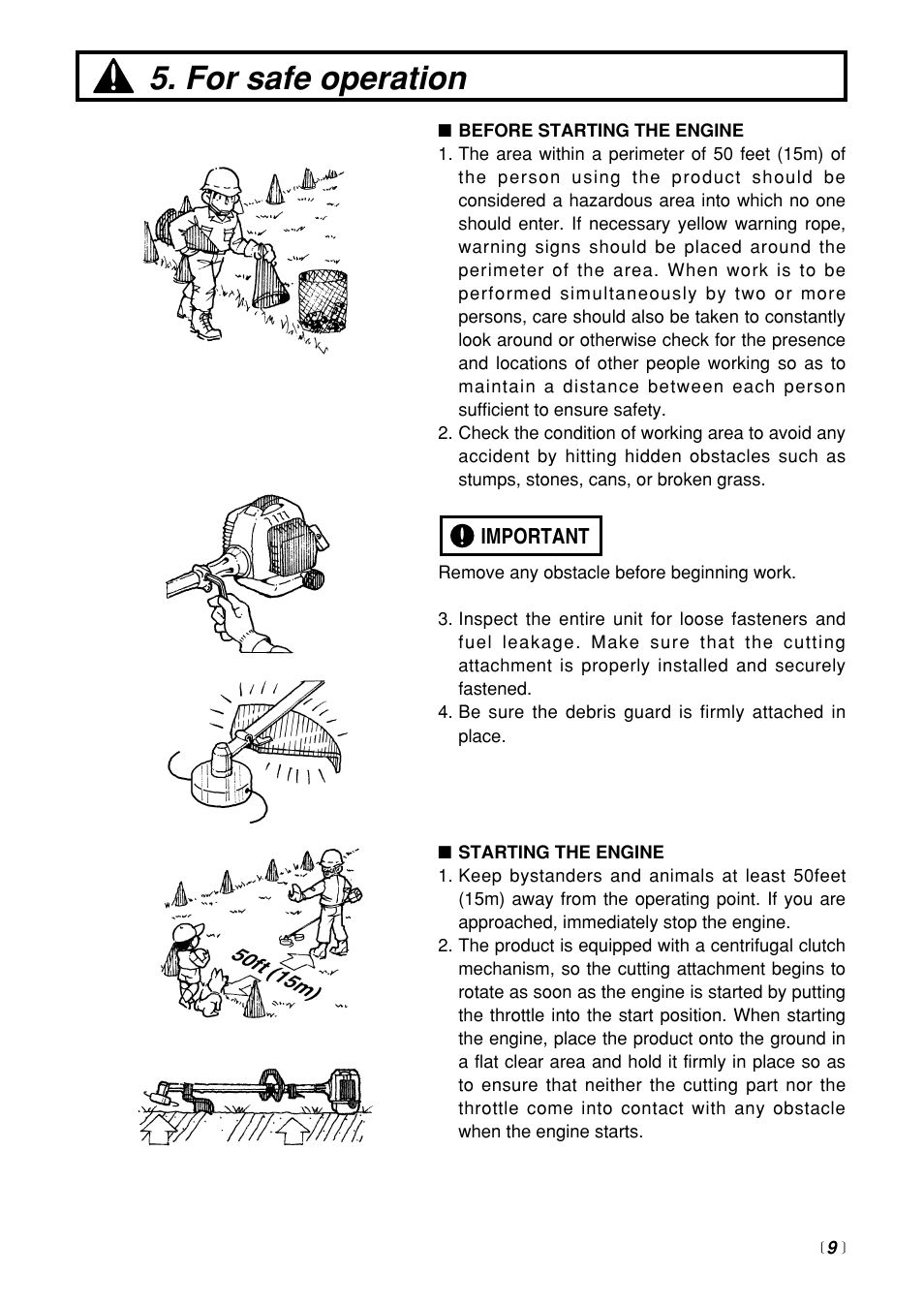 For safe operation | RedMax BC250 User Manual | Page 9 / 32