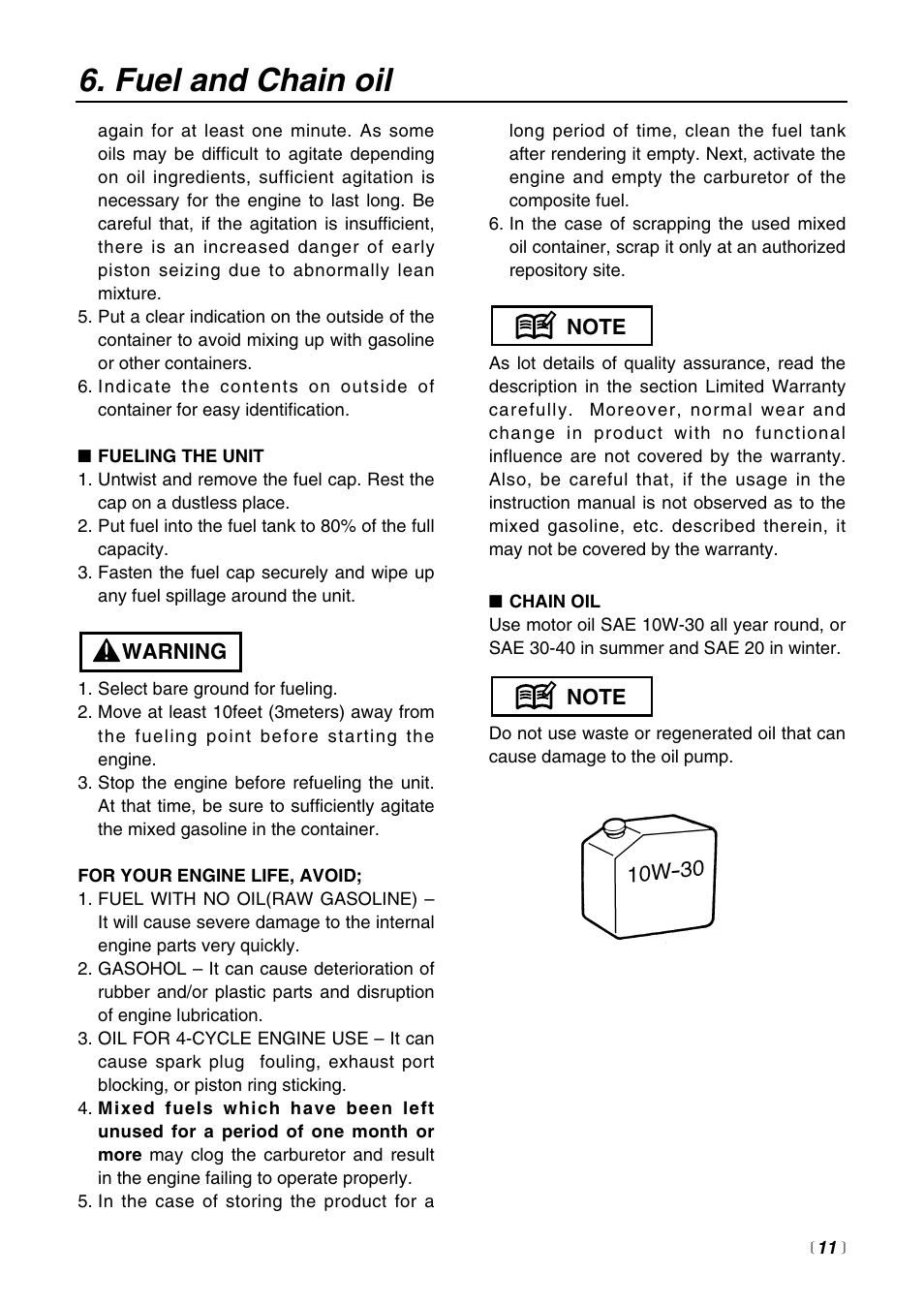 Fuel and chain oil | RedMax G3800AVS User Manual | Page 11 / 36