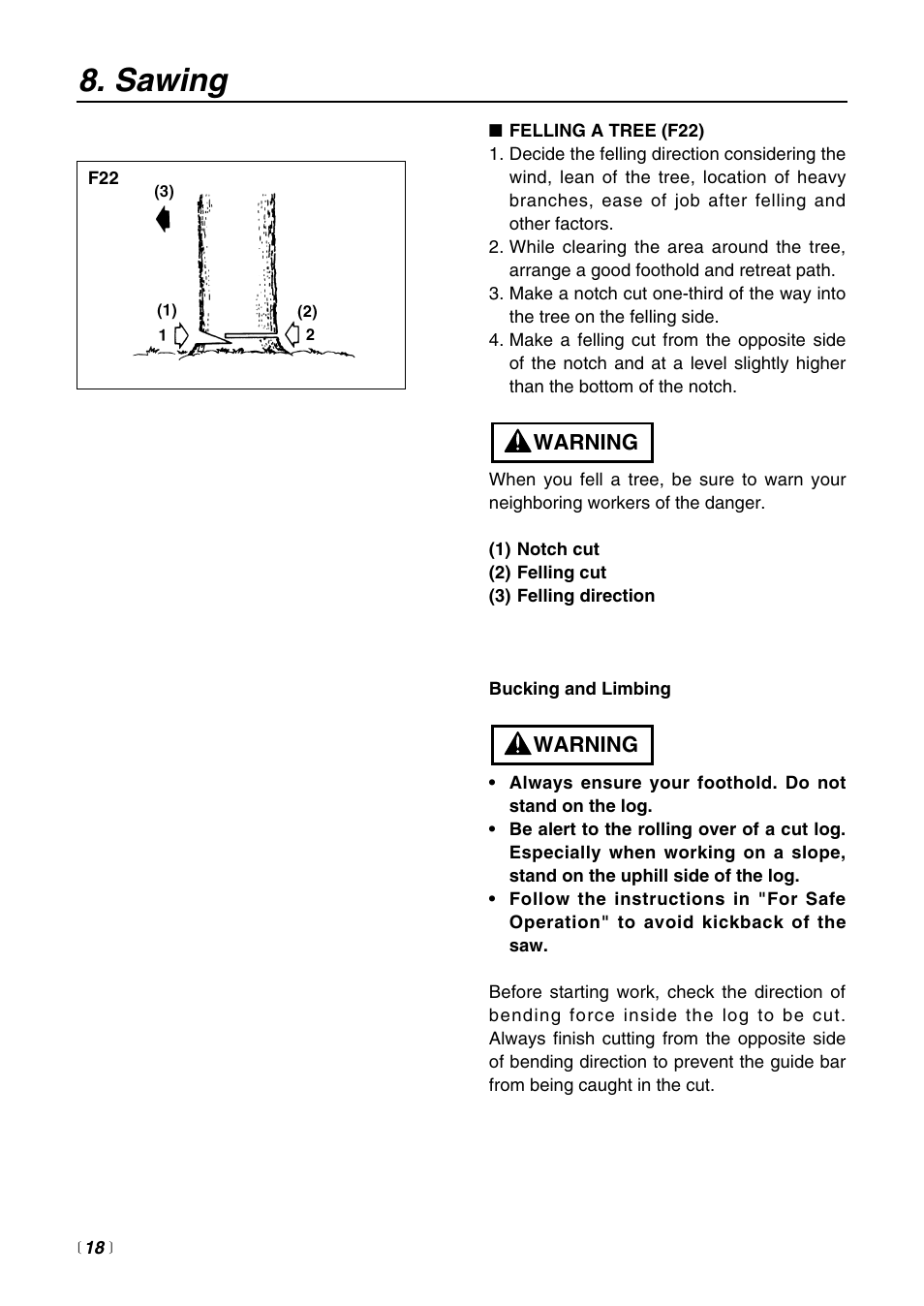 Sawing | RedMax G3800AVS User Manual | Page 18 / 36