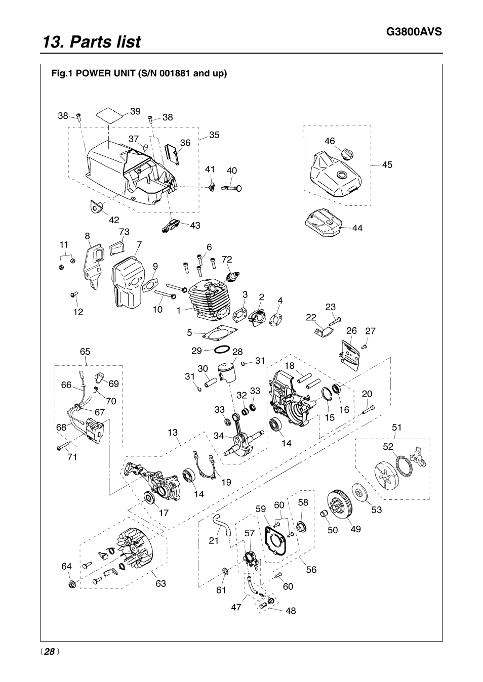 Parts list | RedMax G3800AVS User Manual | Page 28 / 36