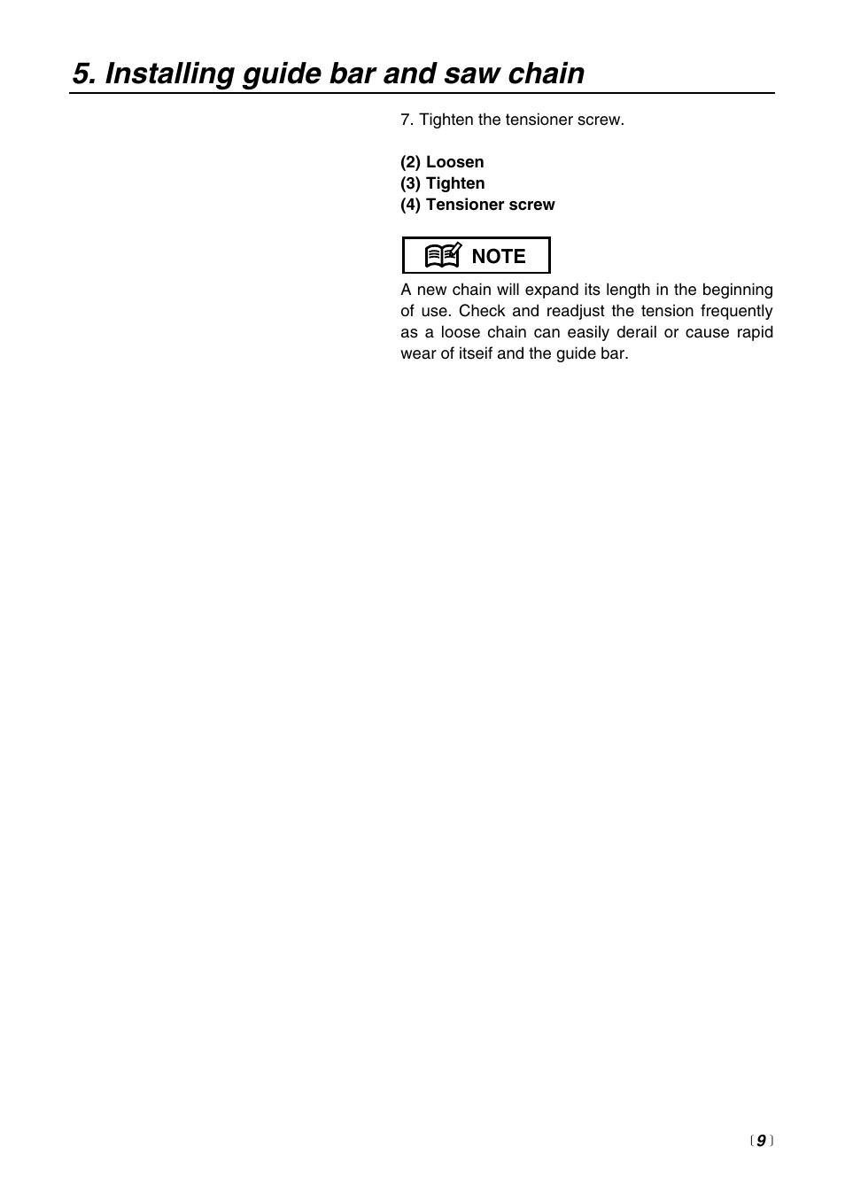 Installing guide bar and saw chain | RedMax G3800AVS User Manual | Page 9 / 36