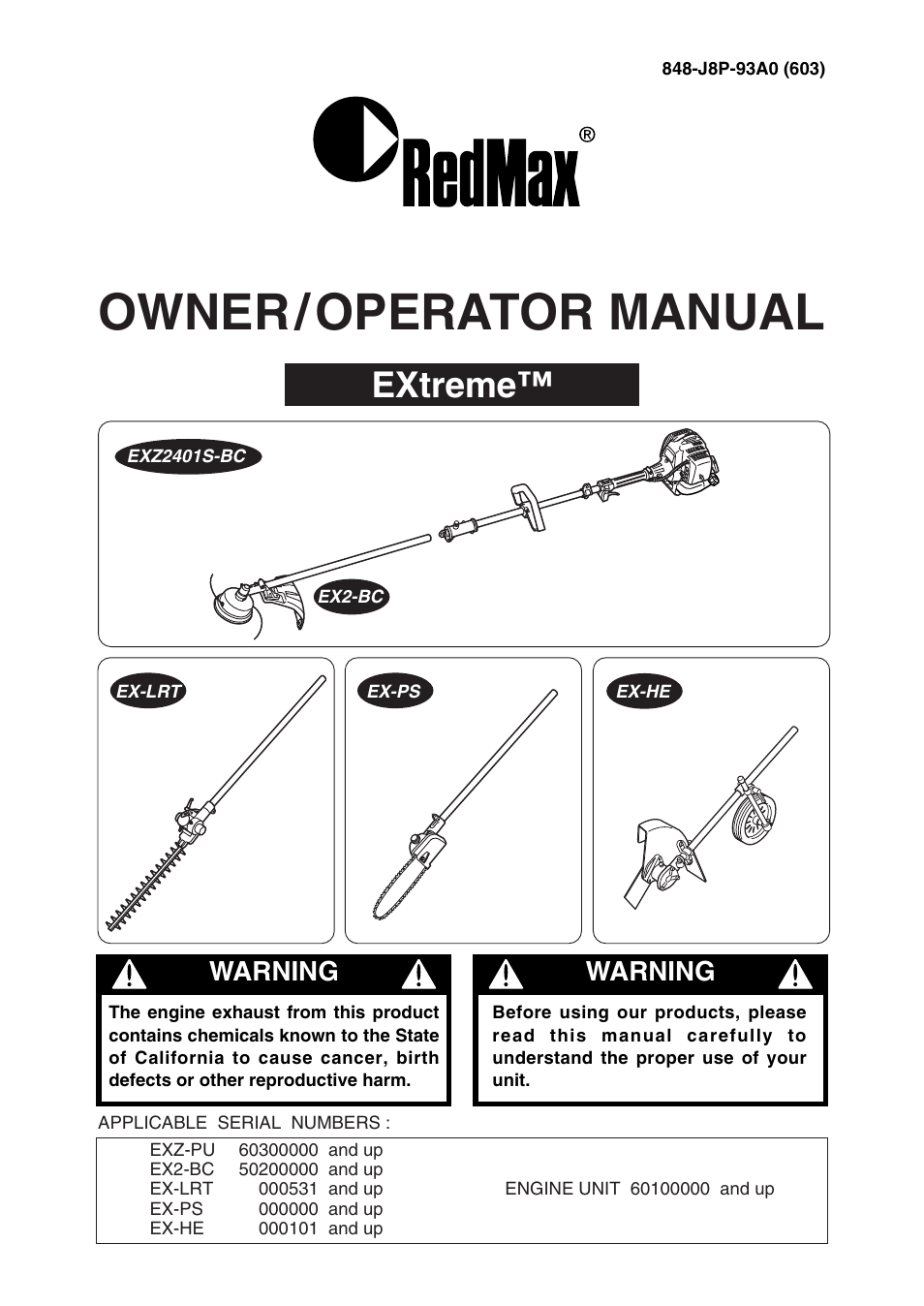 RedMax EXZ2401S-BC User Manual | 60 pages