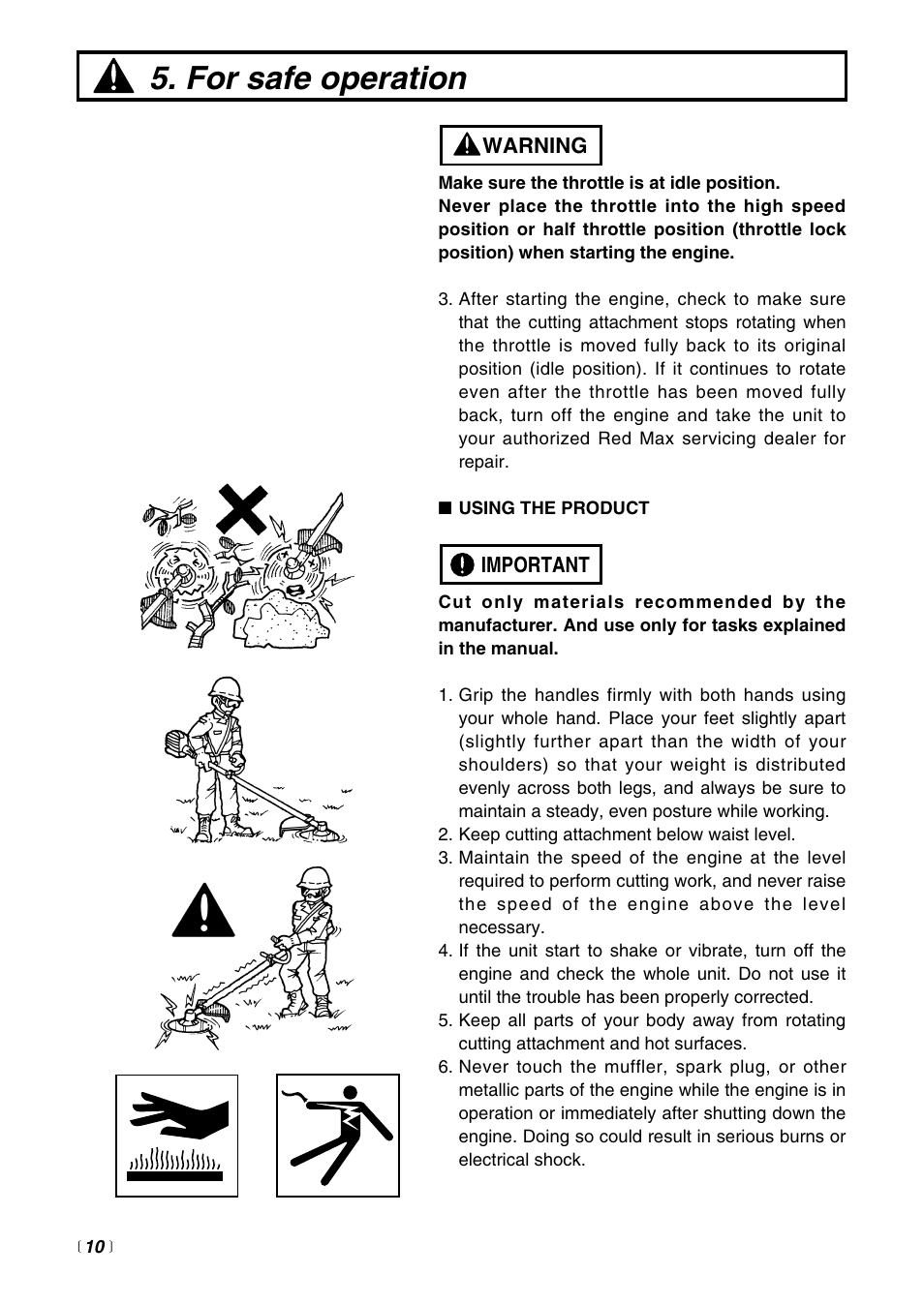 For safe operation | RedMax EXZ2401S-BC User Manual | Page 10 / 60
