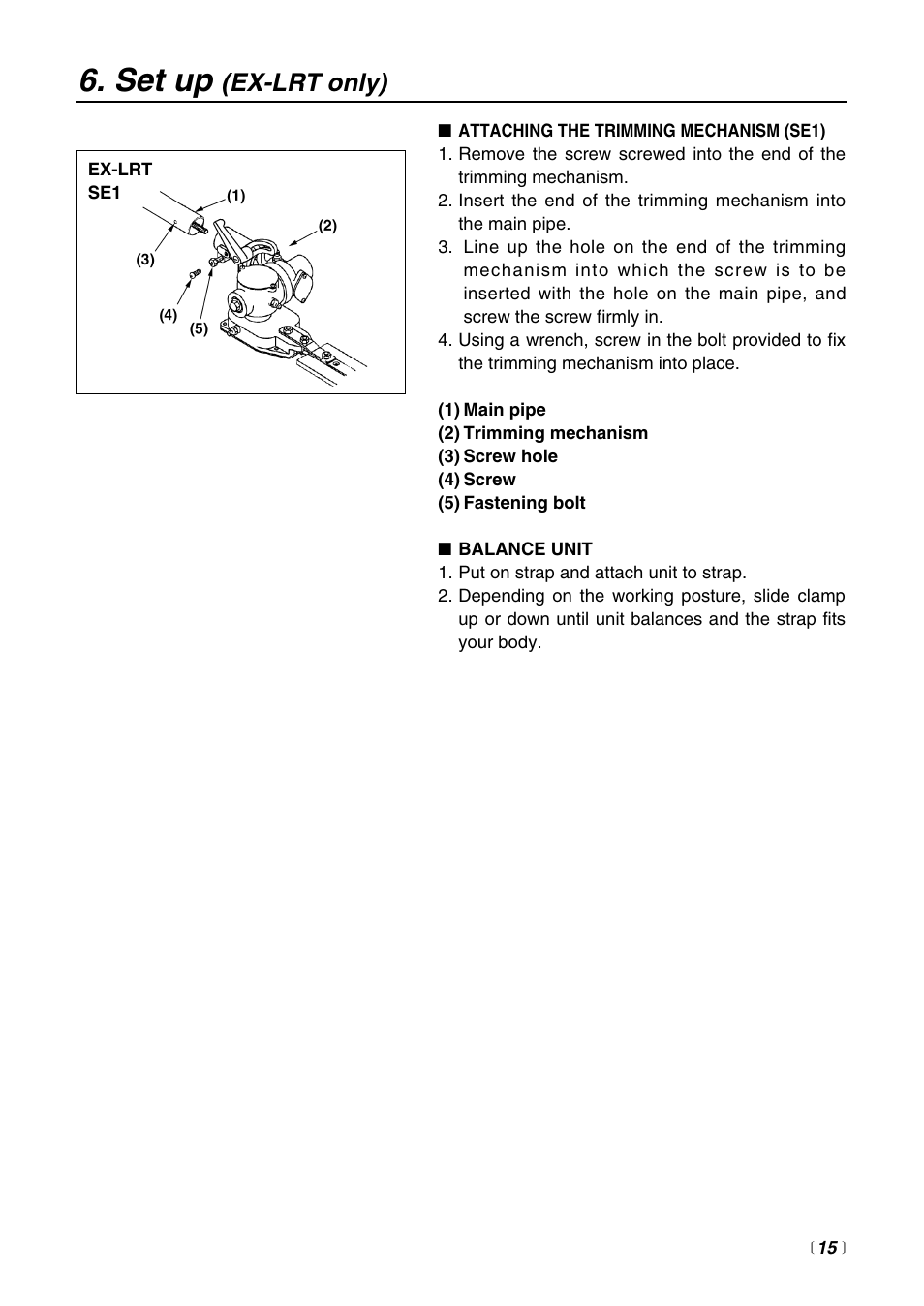 Set up, Ex-lrt only) | RedMax EXZ2401S-BC User Manual | Page 15 / 60