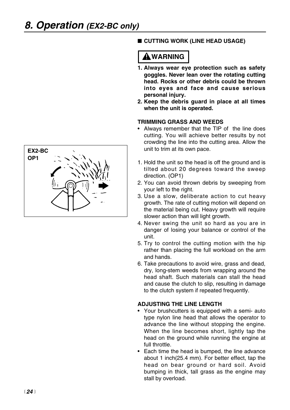 Operation, Ex2-bc only) | RedMax EXZ2401S-BC User Manual | Page 24 / 60