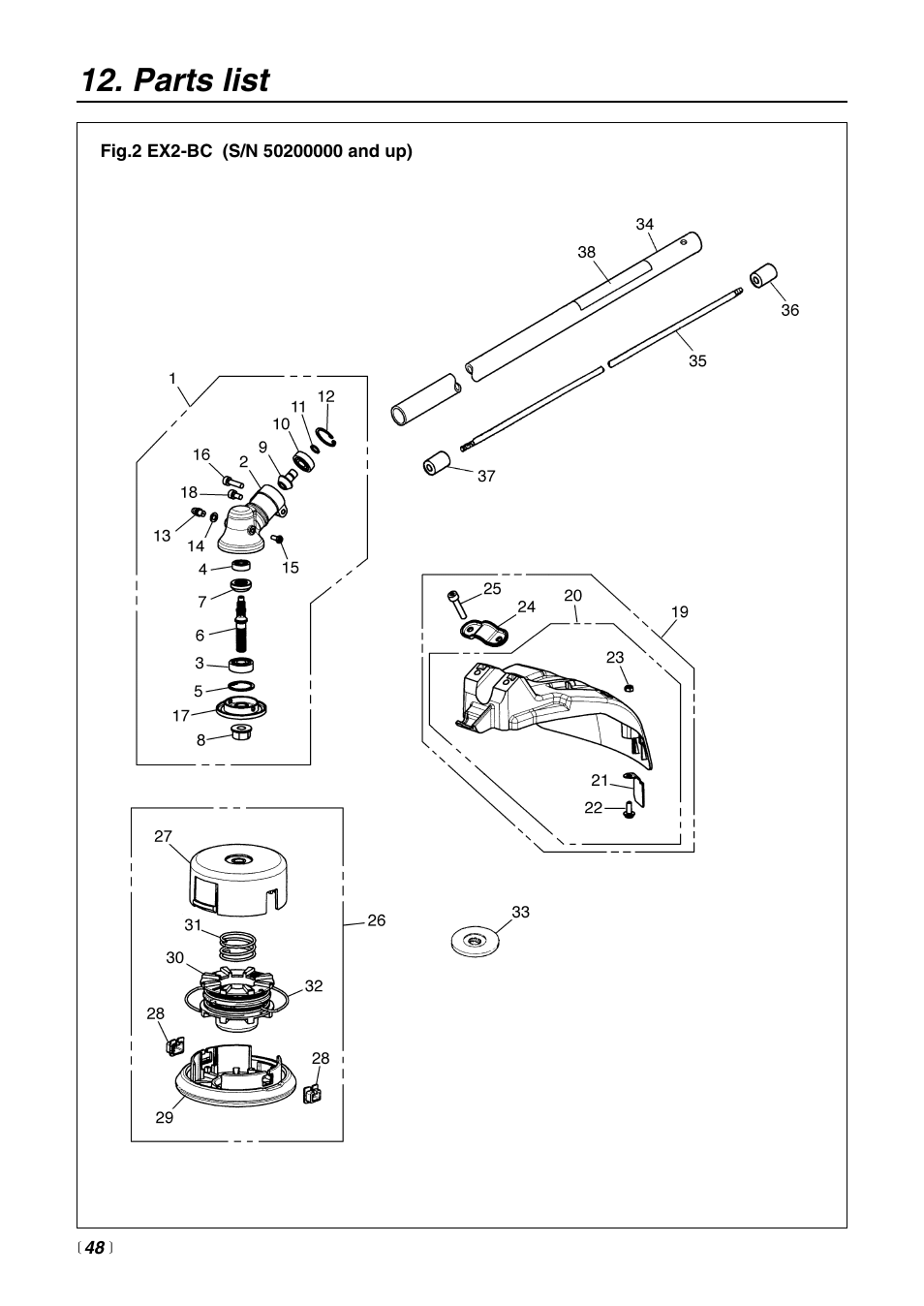 Parts list | RedMax EXZ2401S-BC User Manual | Page 48 / 60