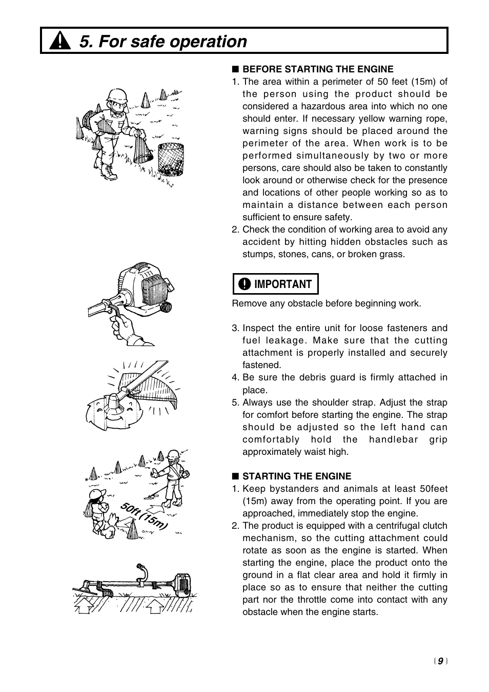 For safe operation | RedMax EXZ2401S-BC User Manual | Page 9 / 60