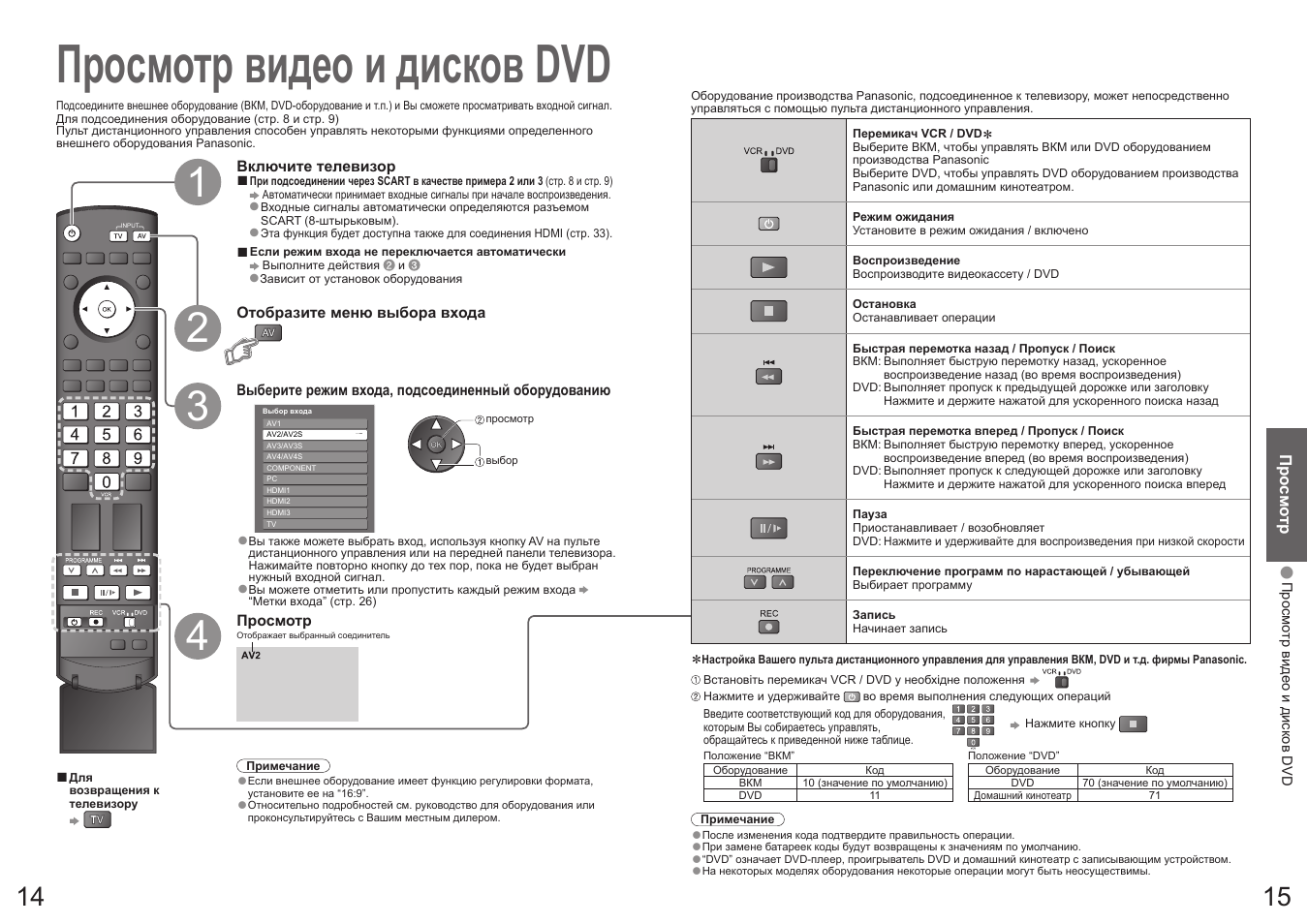 Просмотр видео и дисков dvd | Panasonic TH-R42PV700 User Manual | Page 8 / 22