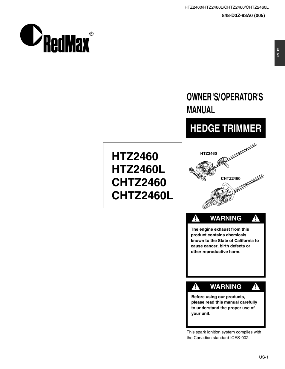 RedMax HTZ2460L User Manual | 17 pages