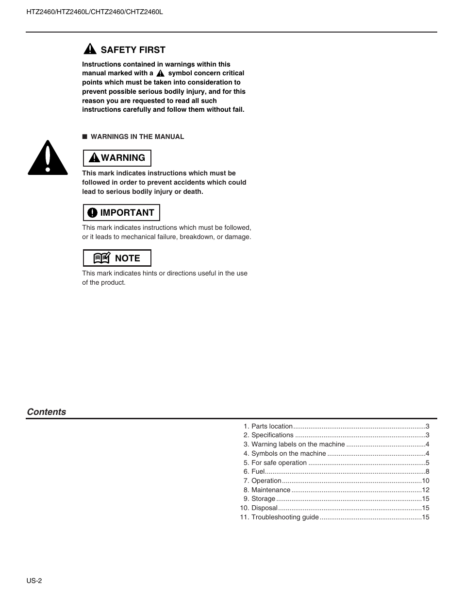 Safety first | RedMax HTZ2460L User Manual | Page 2 / 17