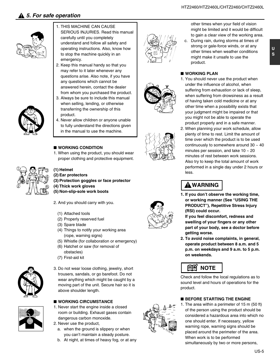 For safe operation | RedMax HTZ2460L User Manual | Page 5 / 17