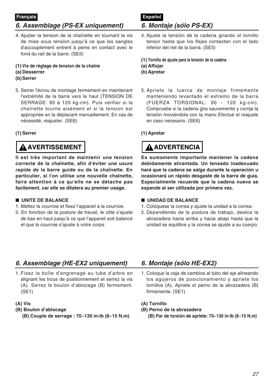 Avertissement | RedMax EXZ2401S-PH User Manual | Page 27 / 112
