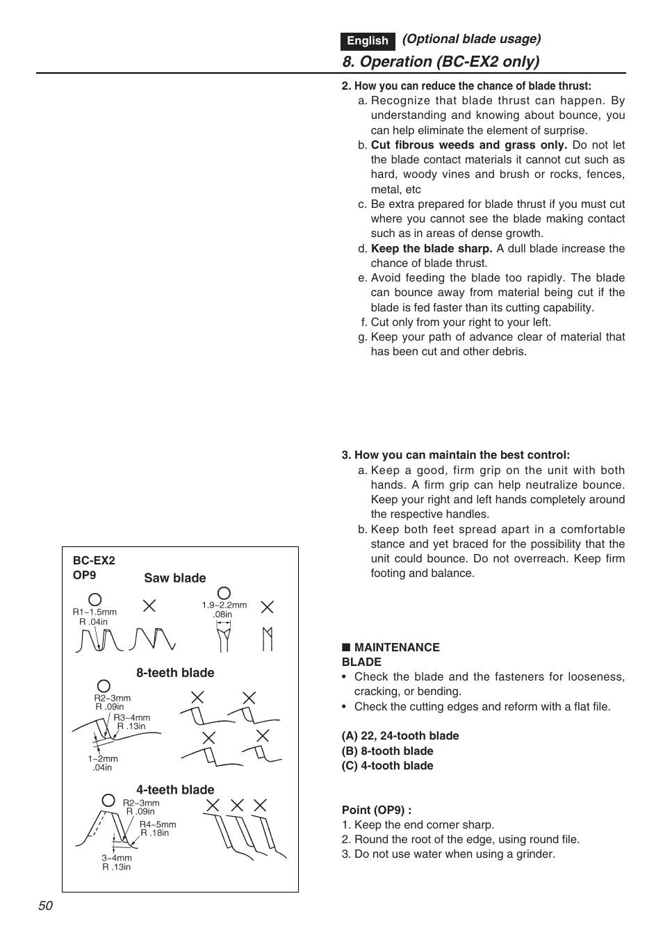 Operation (bc-ex2 only) | RedMax EXZ2401S-PH User Manual | Page 50 / 112