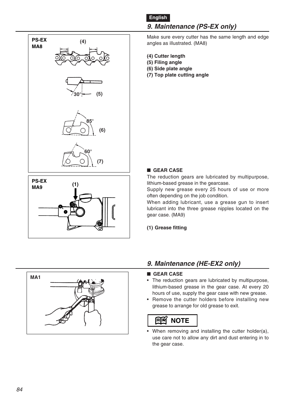 Maintenance (ps-ex only), Maintenance (he-ex2 only) | RedMax EXZ2401S-PH User Manual | Page 84 / 112
