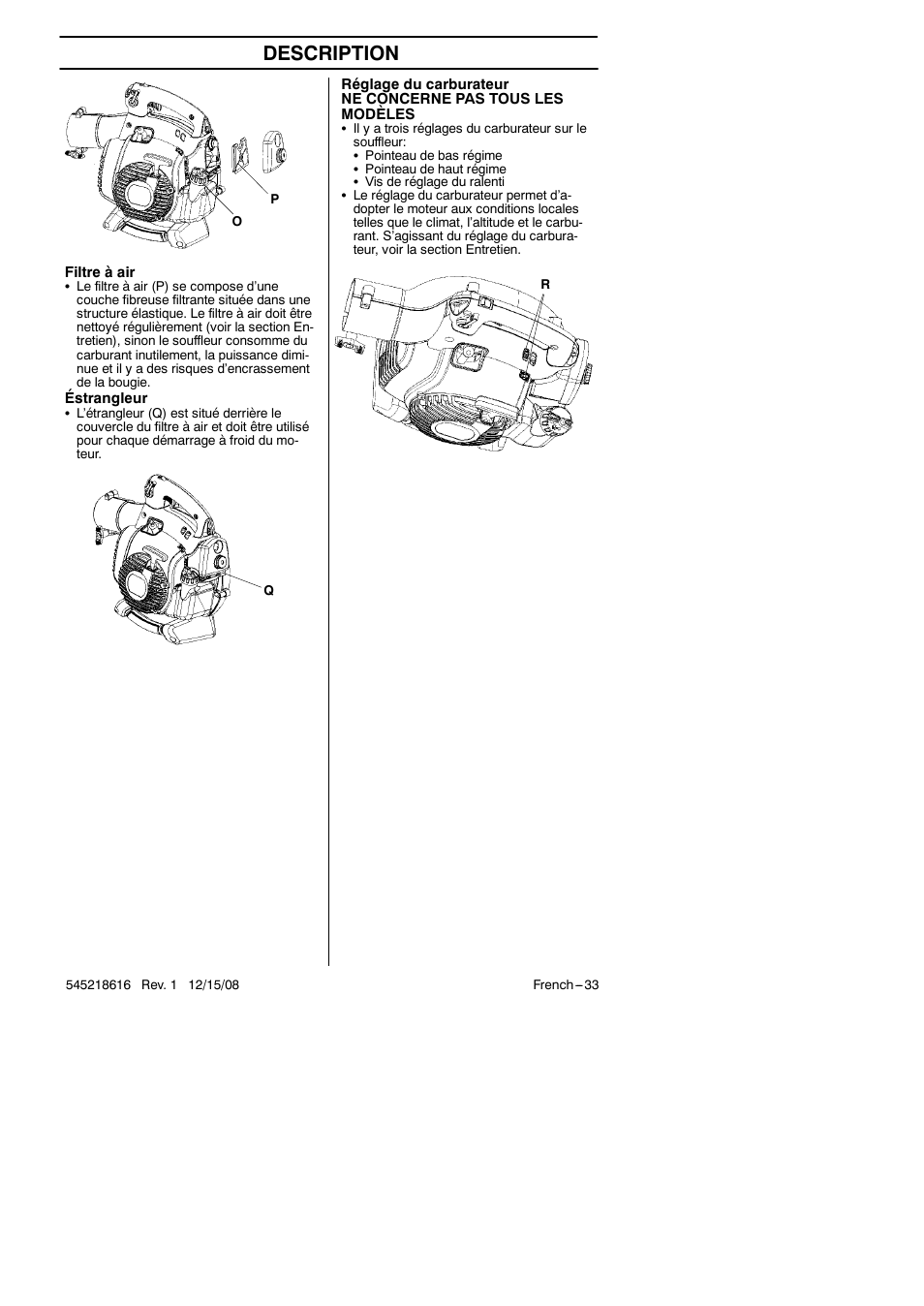 Description | RedMax HB280 User Manual | Page 33 / 76