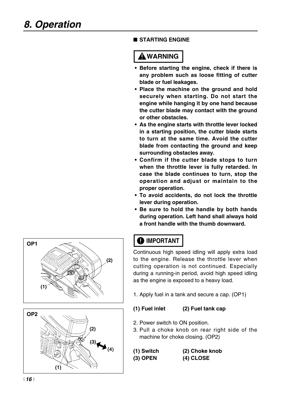 Operation | RedMax HC510DV User Manual | Page 16 / 44