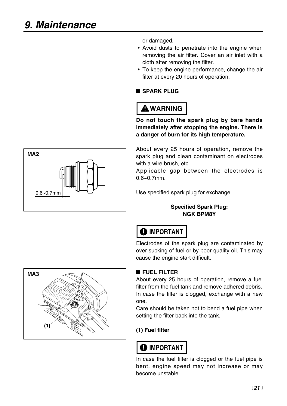 Maintenance | RedMax HC510DV User Manual | Page 21 / 44