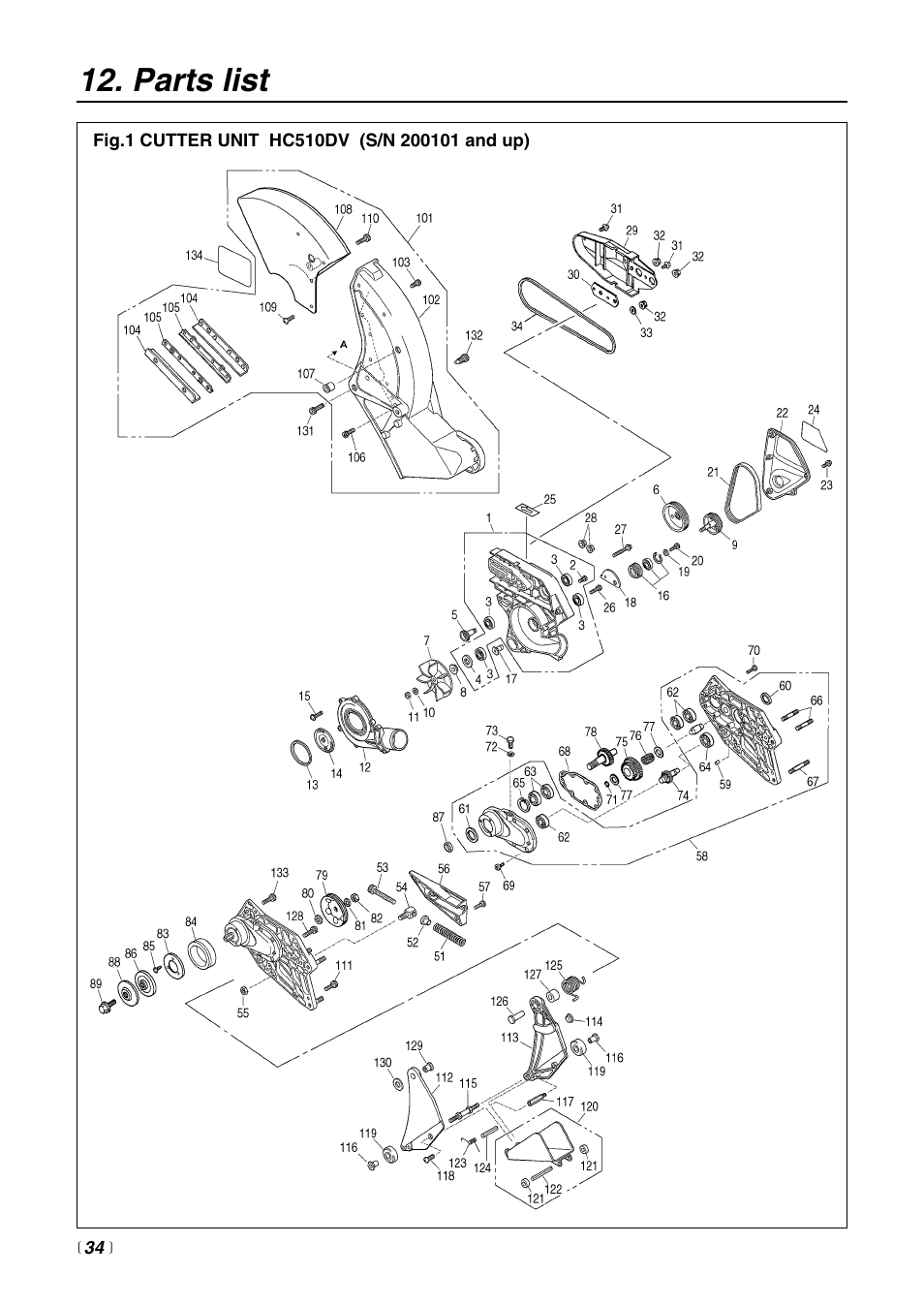 Parts list | RedMax HC510DV User Manual | Page 34 / 44