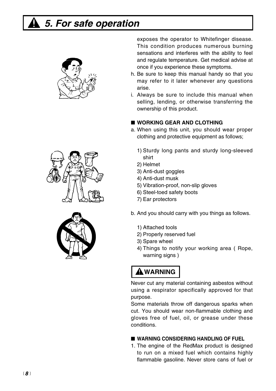 For safe operation | RedMax HC510DV User Manual | Page 8 / 44