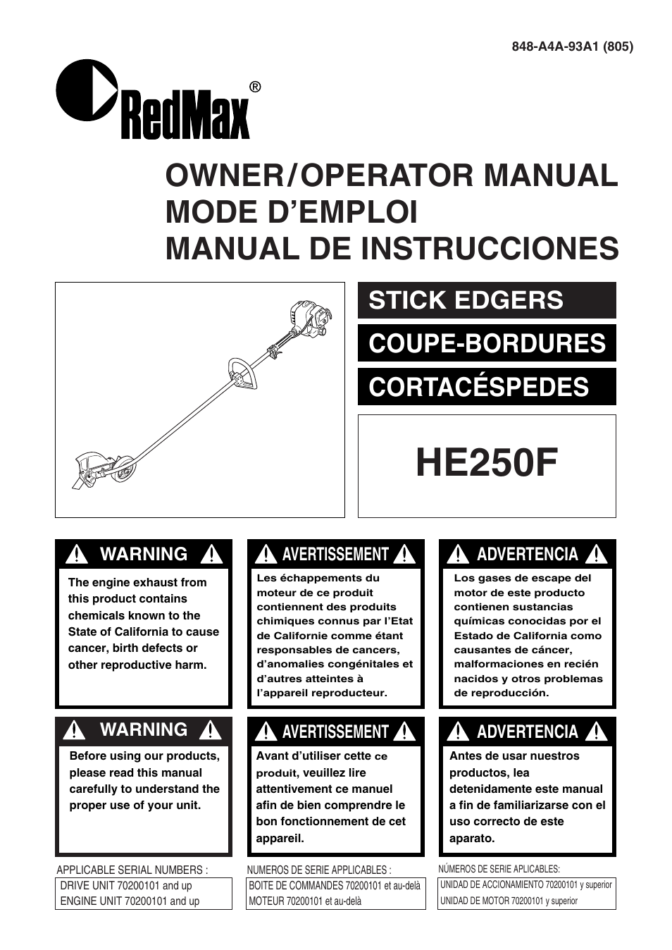 RedMax HE250F User Manual | 52 pages