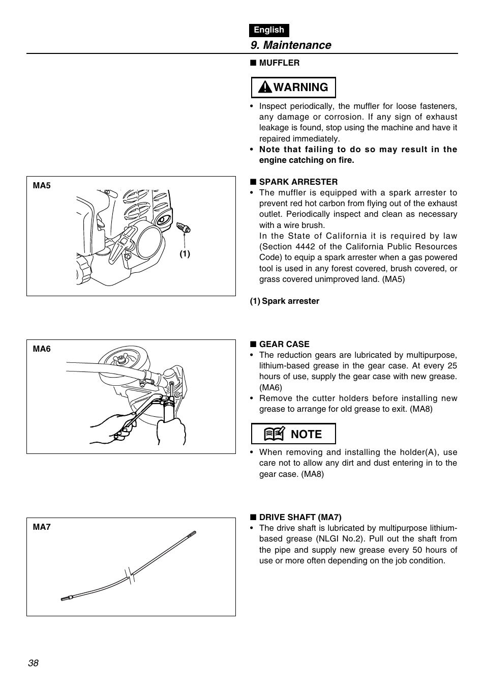 Maintenance | RedMax HE250F User Manual | Page 38 / 52