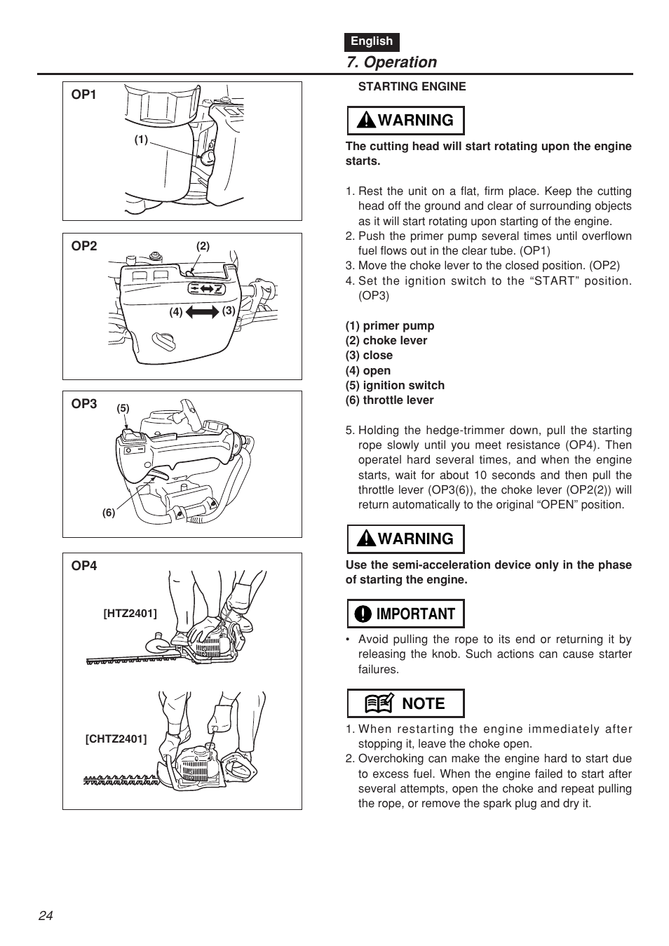 Operation | RedMax CHTZ2401 User Manual | Page 24 / 54