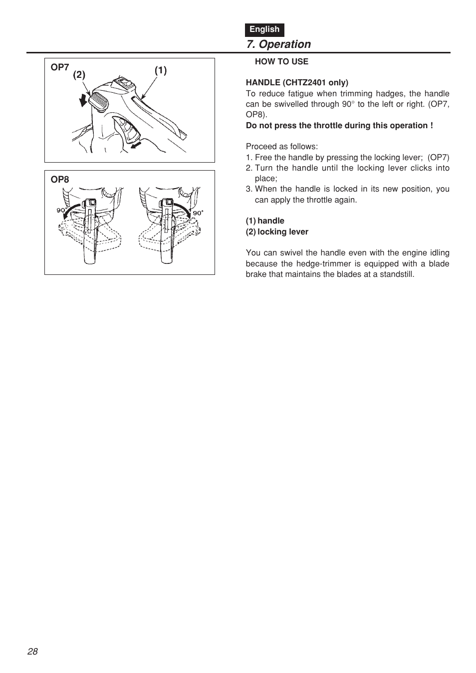 Operation | RedMax CHTZ2401 User Manual | Page 28 / 54