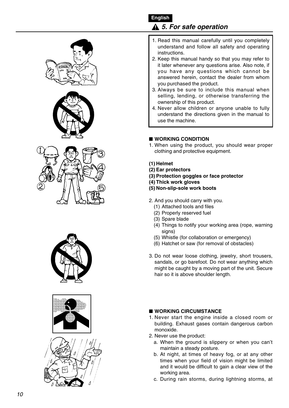 For safe operation | RedMax SRTZ2401 User Manual | Page 10 / 56