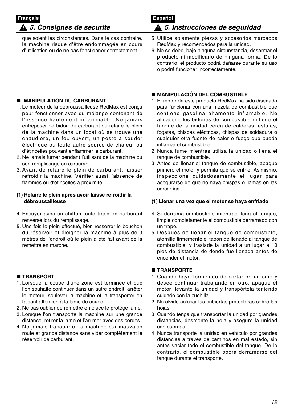 RedMax SRTZ2401 User Manual | Page 19 / 56