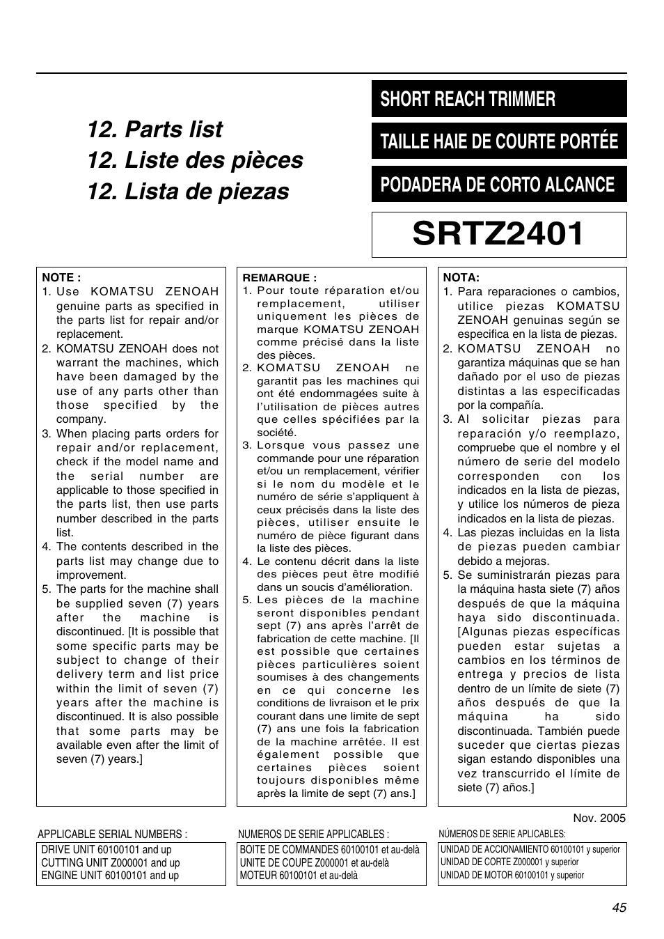 Srtz2401 | RedMax SRTZ2401 User Manual | Page 45 / 56