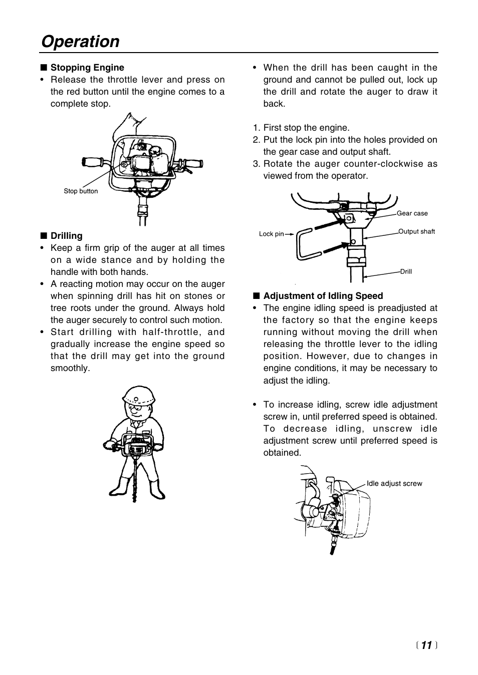 Operation | RedMax Power Auger AG2300 User Manual | Page 11 / 24