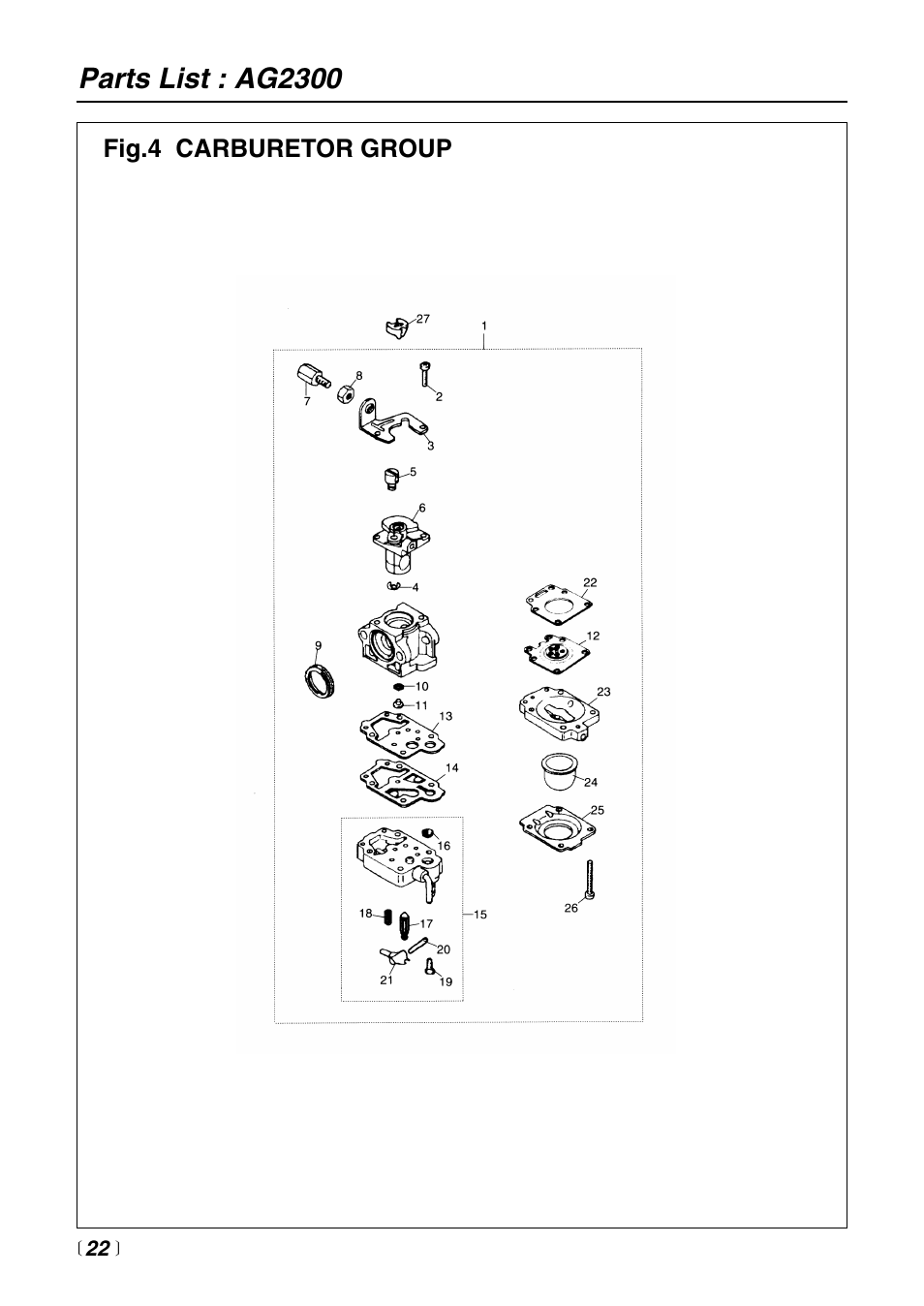 Parts list : ag2300 | RedMax Power Auger AG2300 User Manual | Page 22 / 24