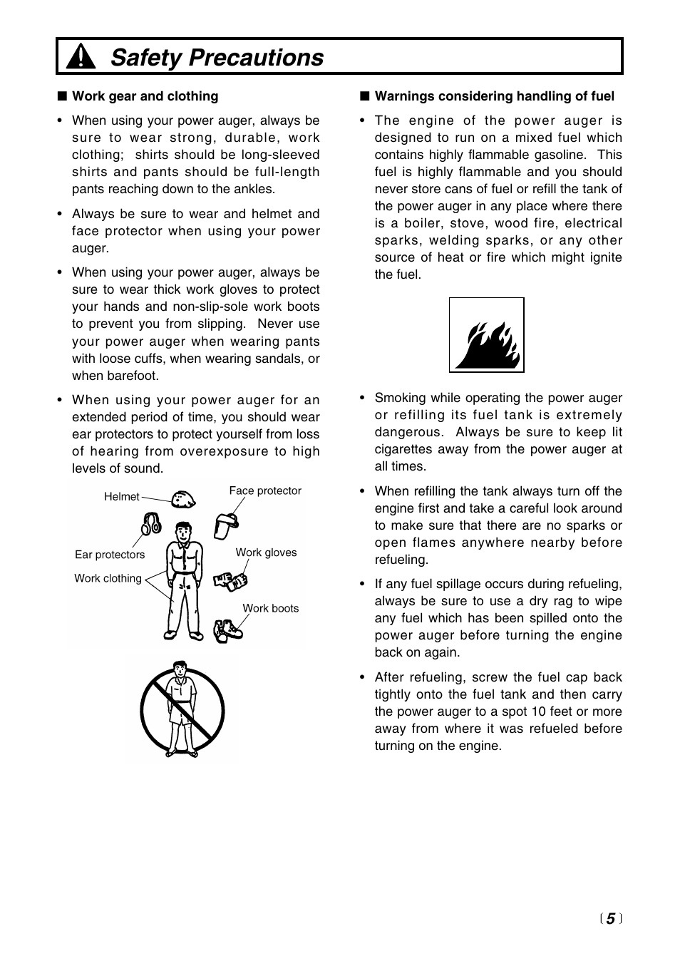 Safety precautions | RedMax Power Auger AG2300 User Manual | Page 5 / 24