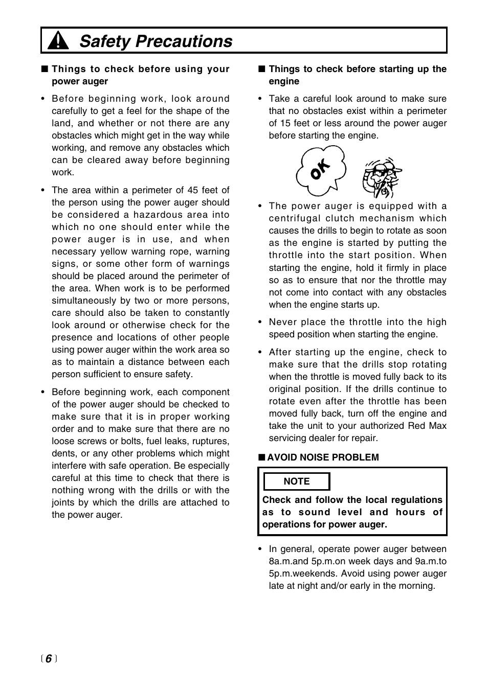 Safety precautions | RedMax Power Auger AG2300 User Manual | Page 6 / 24