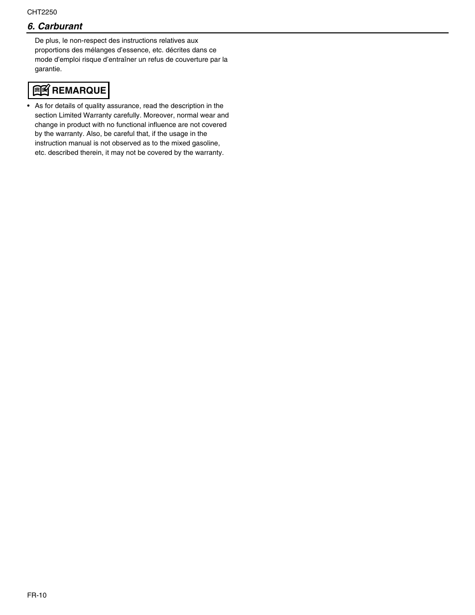 RedMax CHT2250 User Manual | Page 28 / 60