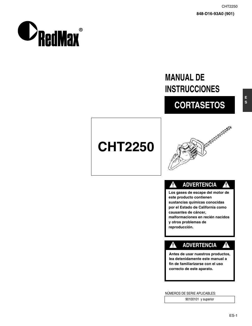 Cht2250, Manual de instrucciones cortasetos | RedMax CHT2250 User Manual | Page 37 / 60