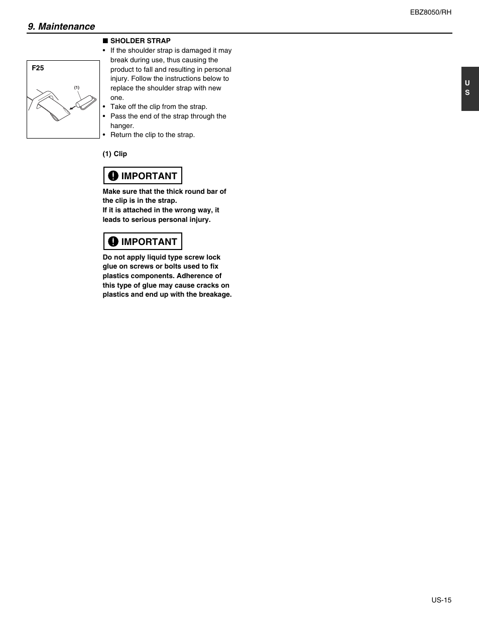 Maintenance, Important | RedMax EBZ8050 User Manual | Page 15 / 18