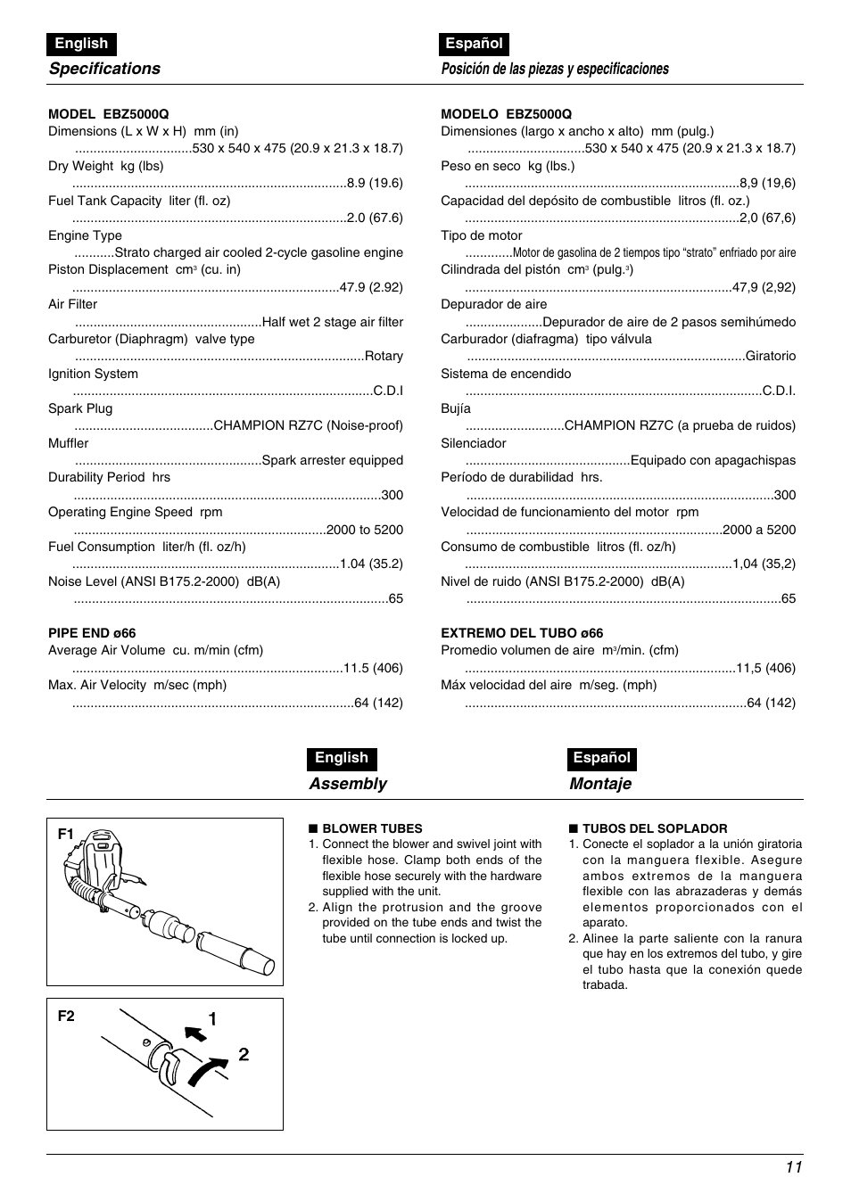Assembly, Montaje | RedMax EBZ5000Q User Manual | Page 11 / 36