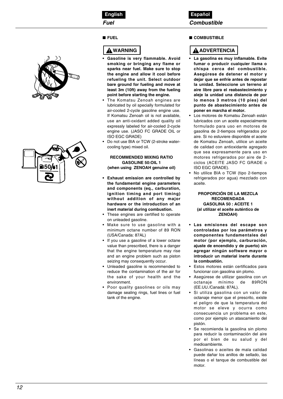 Fuel, Combustible | RedMax EBZ5000Q User Manual | Page 12 / 36