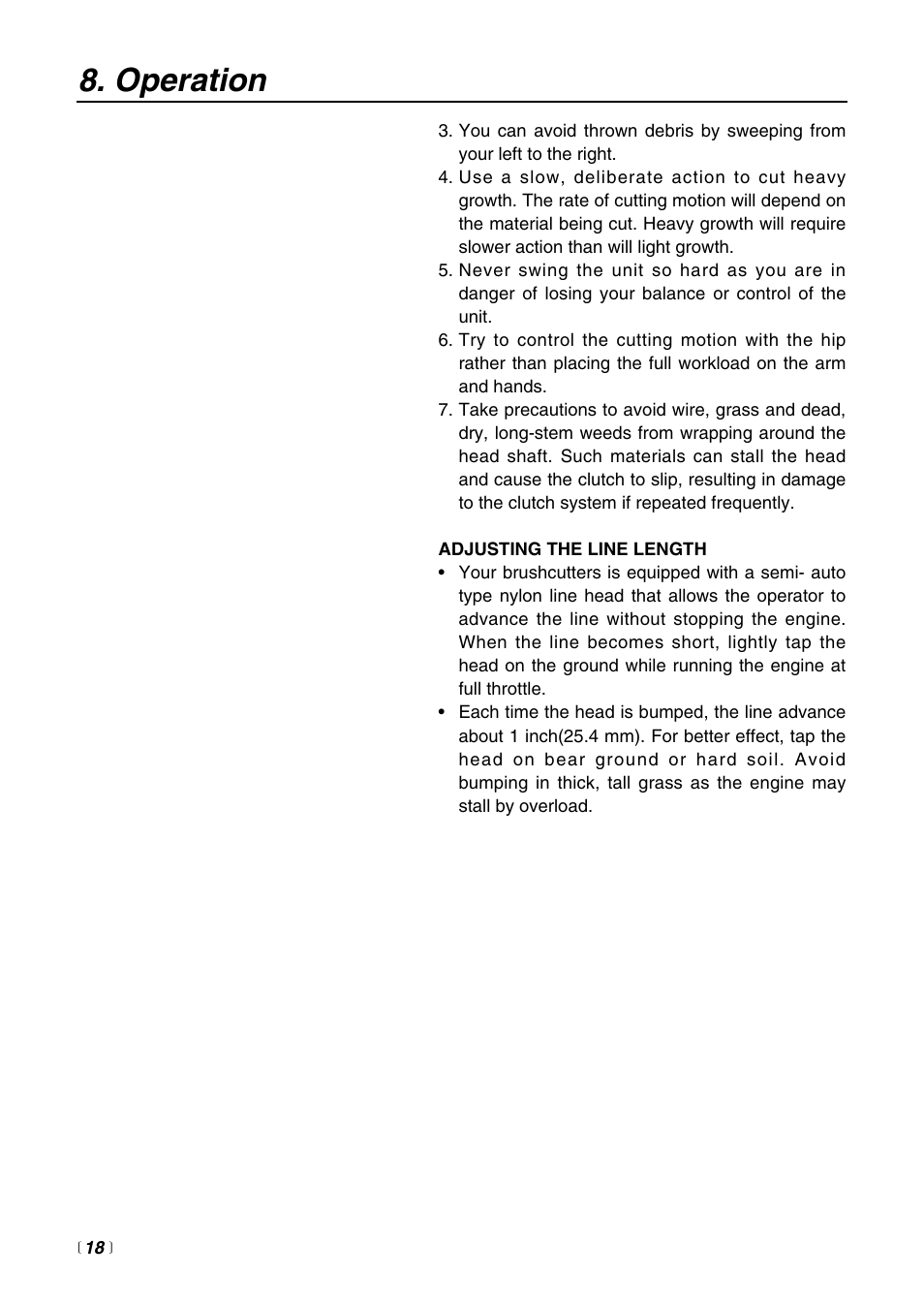 Operation | RedMax BT225 User Manual | Page 18 / 32