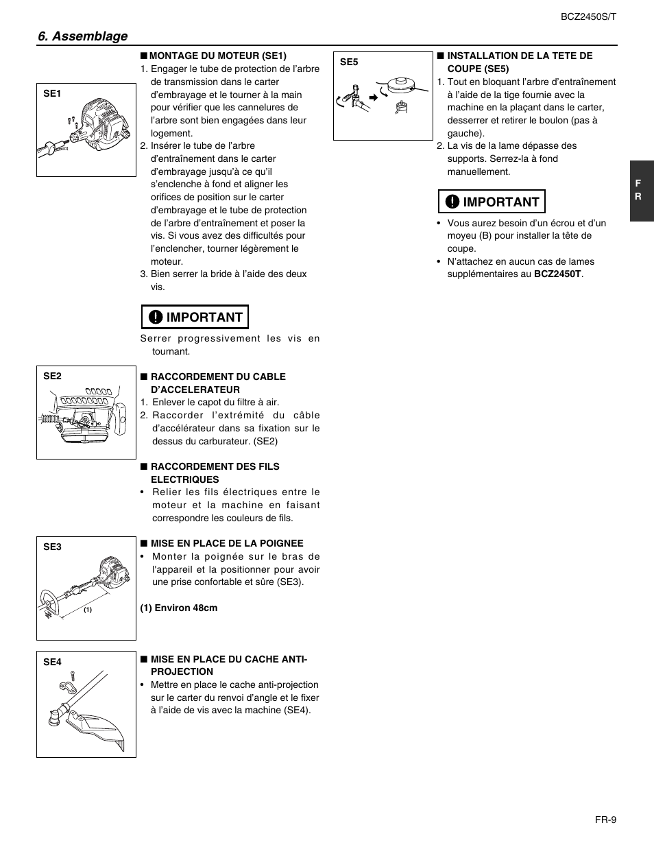 Assemblage, Important | RedMax BCZ2450T User Manual | Page 31 / 76