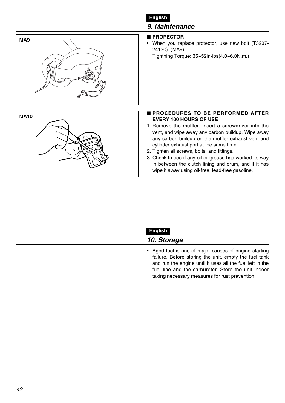 Maintenance, Storage | RedMax HEZ2601F User Manual | Page 42 / 56