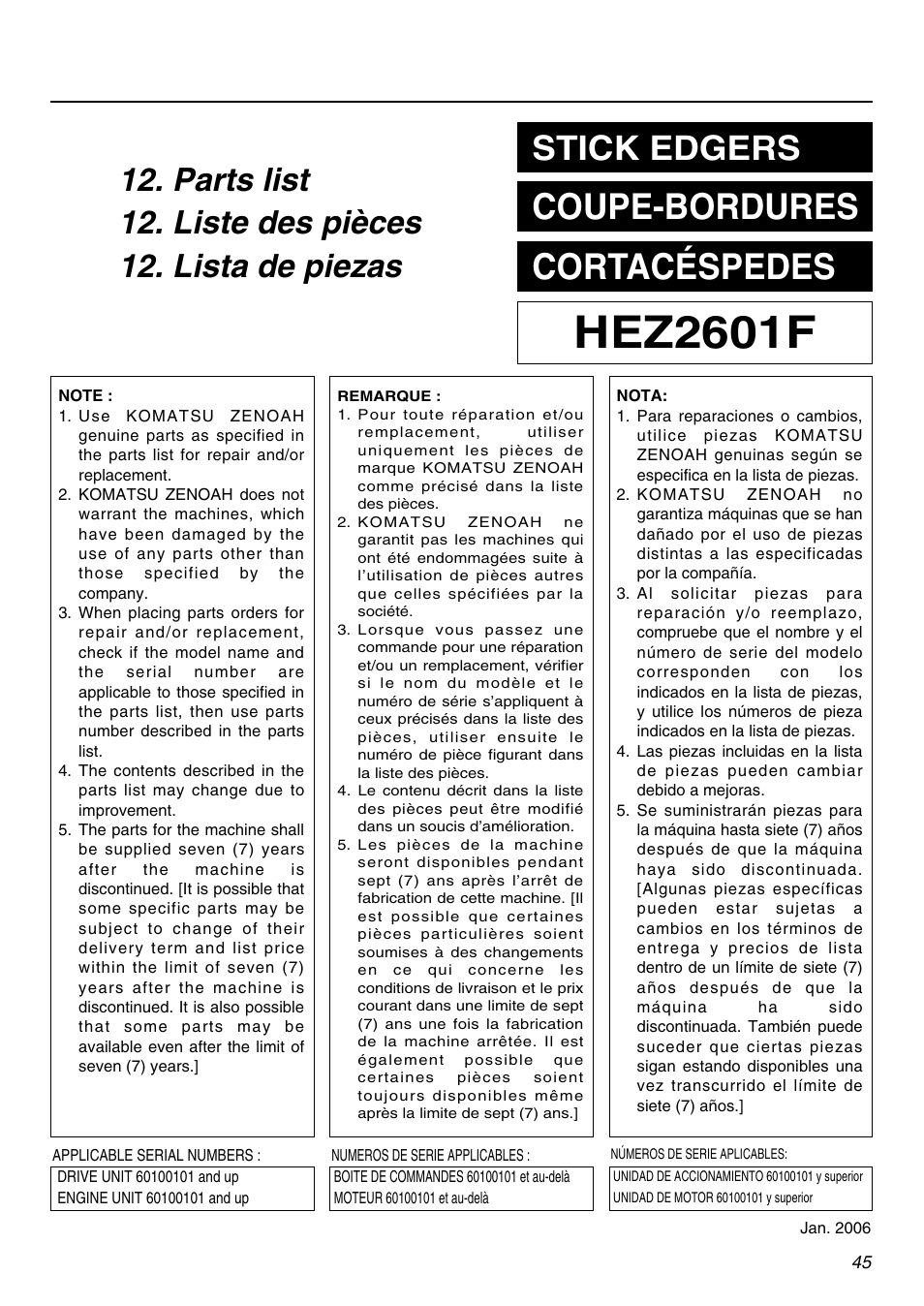 Hez2601f, Coupe-bordures cortacéspedes, Stick edgers | RedMax HEZ2601F User Manual | Page 45 / 56