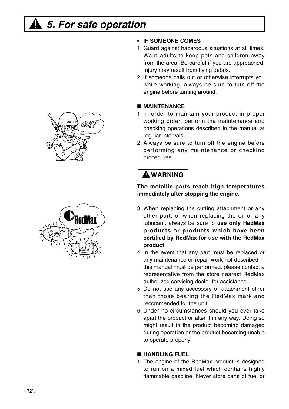 For safe operation | RedMax EXTREME EXZ2500S-BC User Manual | Page 12 / 64