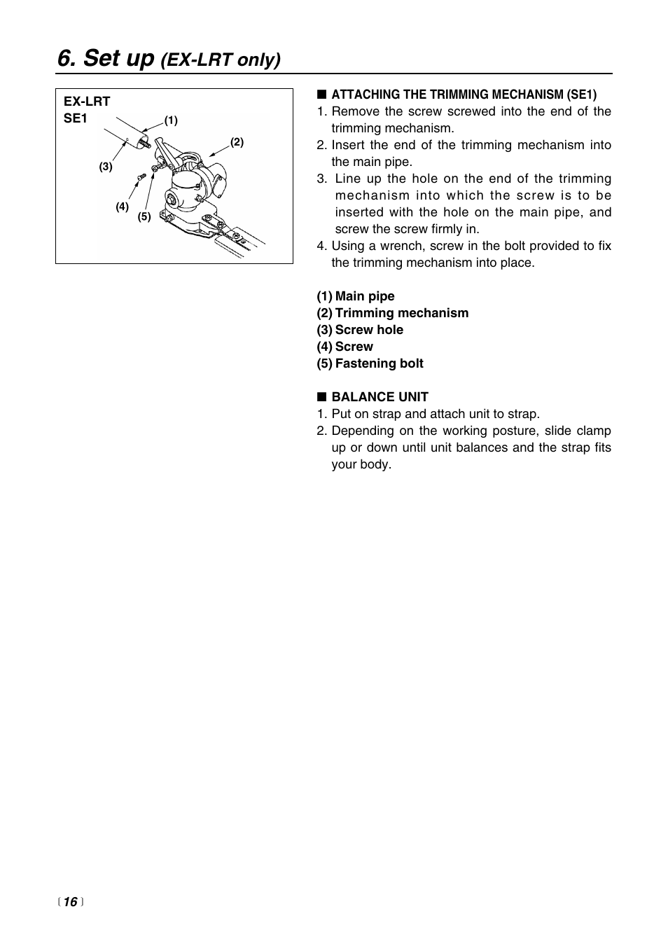 Set up, Ex-lrt only) | RedMax EXTREME EXZ2500S-BC User Manual | Page 16 / 64