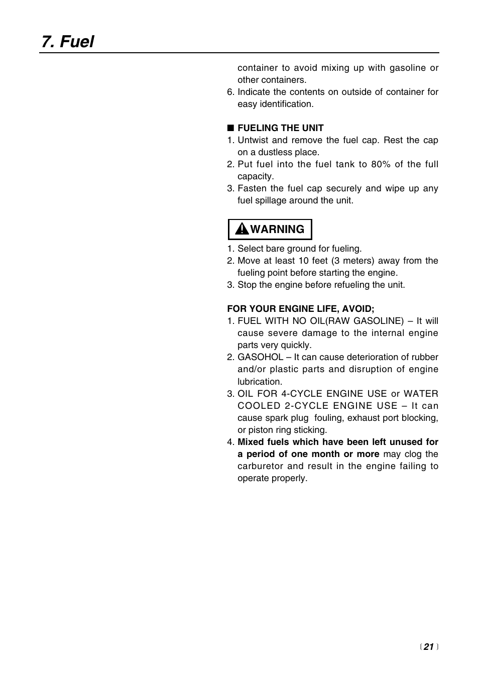 Fuel | RedMax EXTREME EXZ2500S-BC User Manual | Page 21 / 64