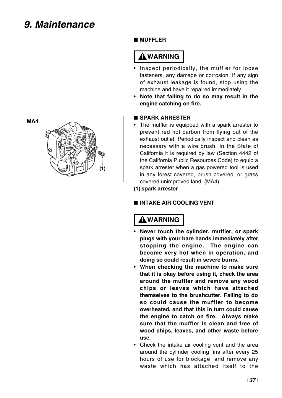 Maintenance | RedMax EXTREME EXZ2500S-BC User Manual | Page 37 / 64